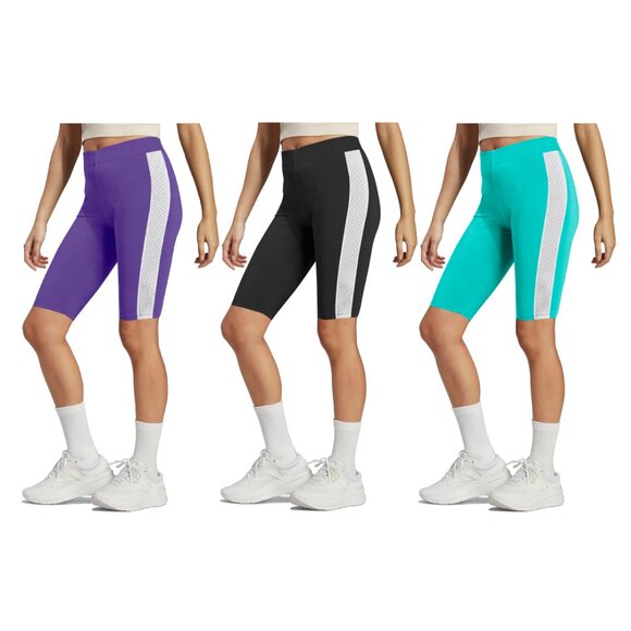 Women's Classic Comfy High-Waist  Biker Shorts with 4-Way Stretch & Mesh Detail - Picture 15 of 16